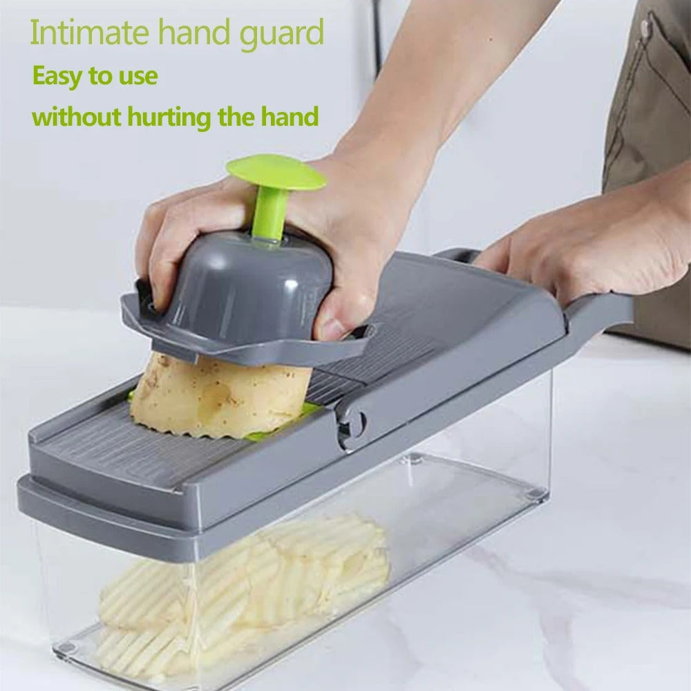 16-in-1 Multifunctional Vegetable Cutter & Slicer โ Kitchen Tool with Interchangeable Blades