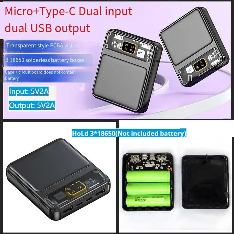 3pcs 18650 Battery DIY Power Bank Case Charge Storage Box Dual USB Type C Android Micro USB Fast For iPhone Xiaomi 4.6 195 Reviews ౹ 407 so