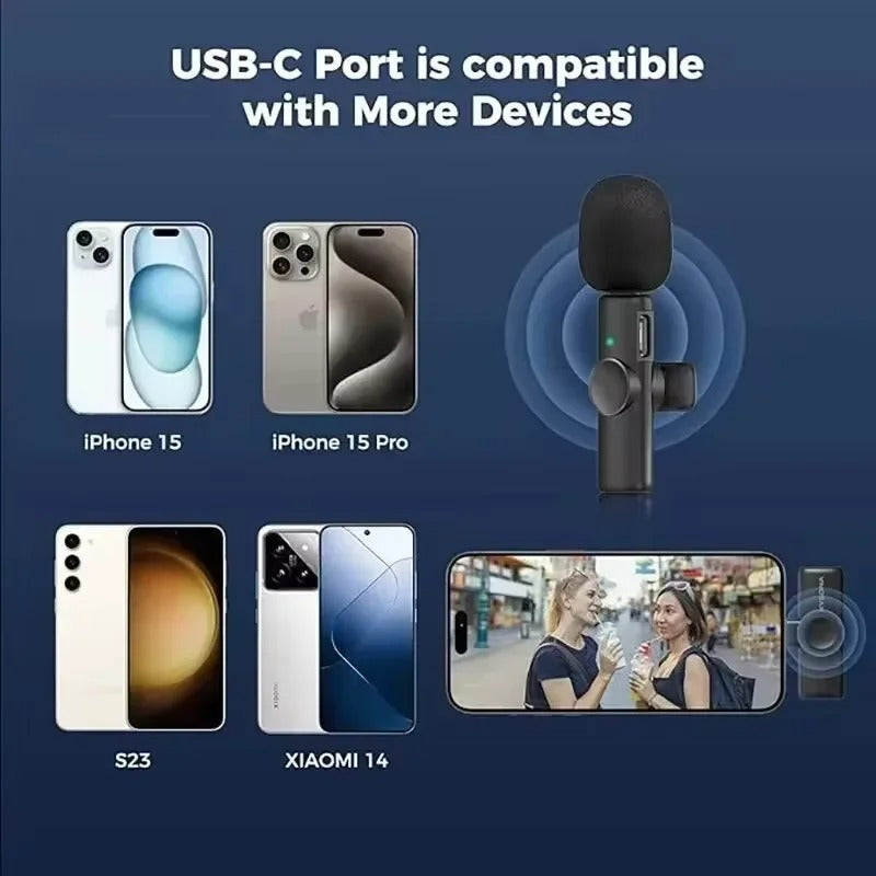 K11 Wireless Lavalier Microphone Professional for iPhone iPad Laptop Android Live Gaming Video Recording Interview Business