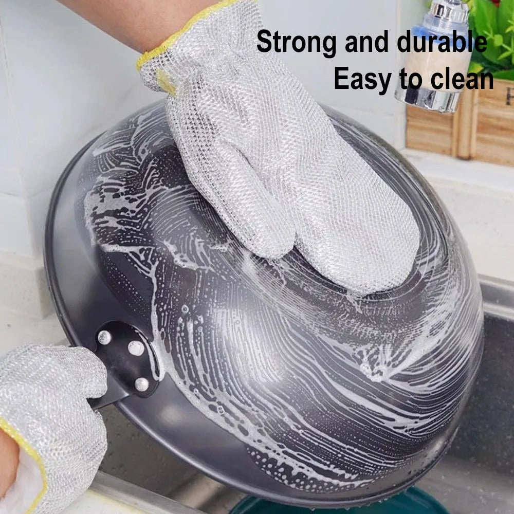 Rust Removal Cleaning Gloves Kitchen Insulation Gloves Steel Wire Dishwashing Cleaning Cloth Waterproof Pot Cleaning Gloves