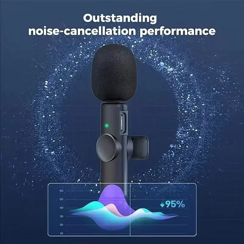K11 Wireless Lavalier Microphone Professional for iPhone iPad Laptop Android Live Gaming Video Recording Interview Business