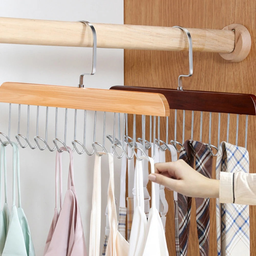 1/3/5PCS 8 Hooks Multi-function Wood Caps Belts Hanger High Quality Strong Wooden Storage Rack Tie Hanging No Trace Drying Rack