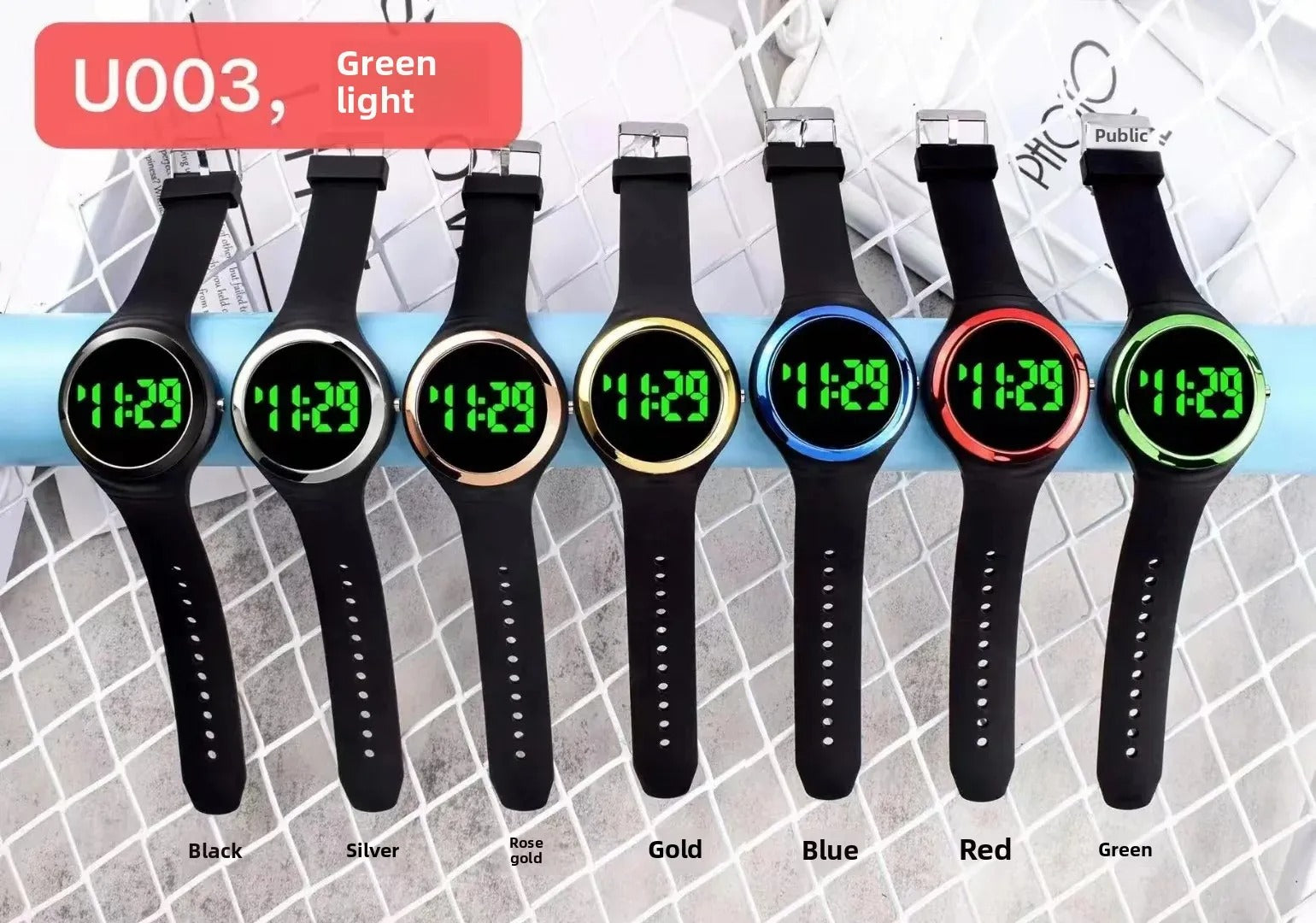 New LED Backlit Button Electronic Watch Outdoor Sports Fashion Electroplated Couple Youthful Wristwatch Night Glow Plastic Lens