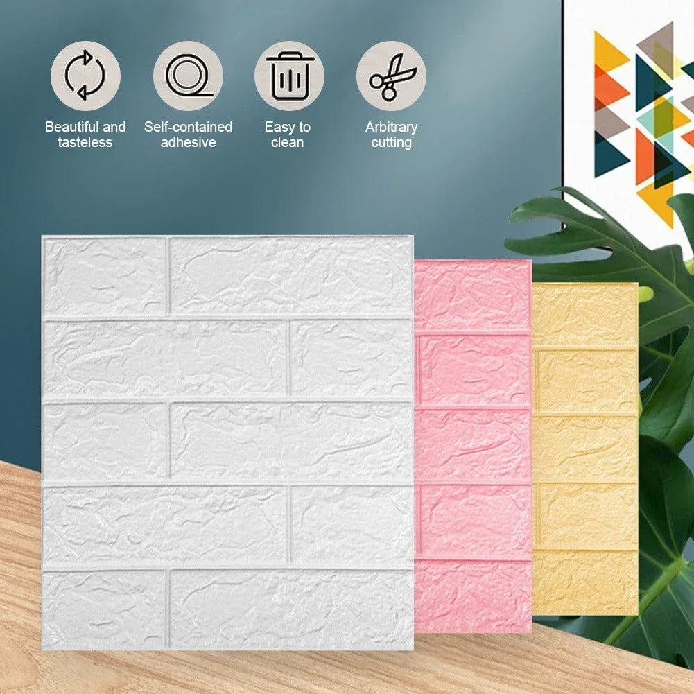 35x38.5CM DIY Self-adhesive 3D Wall Stickers For Bedroom Waterproof Home Decor Background Foam Brick Wallpaper