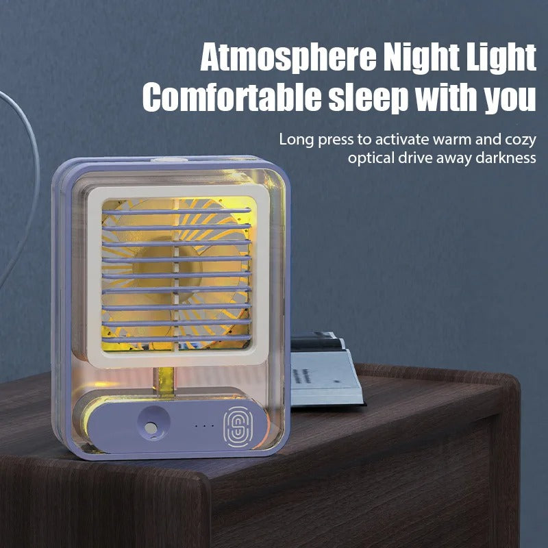 Portable Humidifier Air Conditioners Fan USB Electric Hydrocooling Fan LED Night Light Water Mist 3 in 1 Air Humidifie for Home