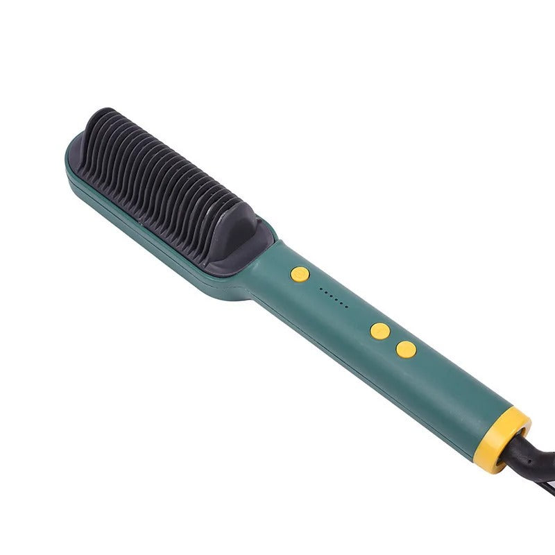 2-in-1 Heated Styling Brush and Curler, 5 Temperature Settings, Portable Electric Hair Straightener Fast Heating and Anti-Scald