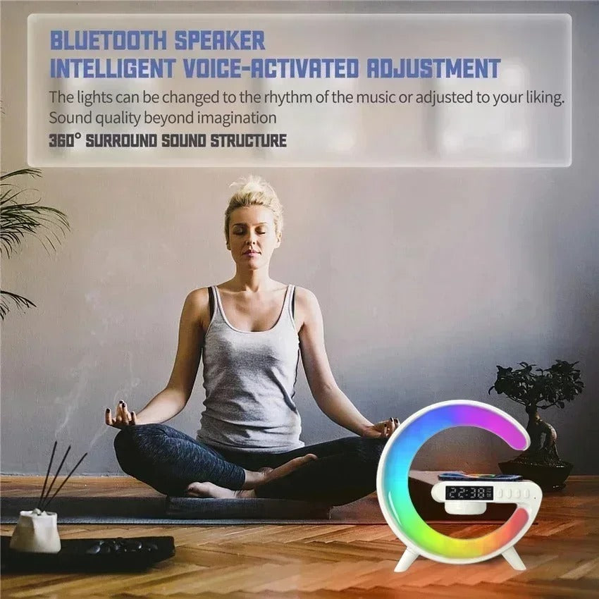 Original Wireless Charger Alarm Clock Speaker RGB Light Multifunction Fast charging Stand Dock For iPhone Samsung Xiaomi Huawei