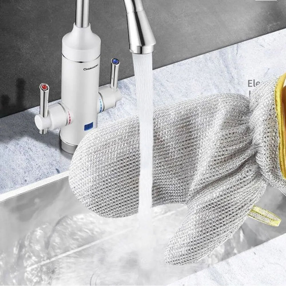 Rust Removal Cleaning Gloves Kitchen Insulation Gloves Steel Wire Dishwashing Cleaning Cloth Waterproof Pot Cleaning Gloves