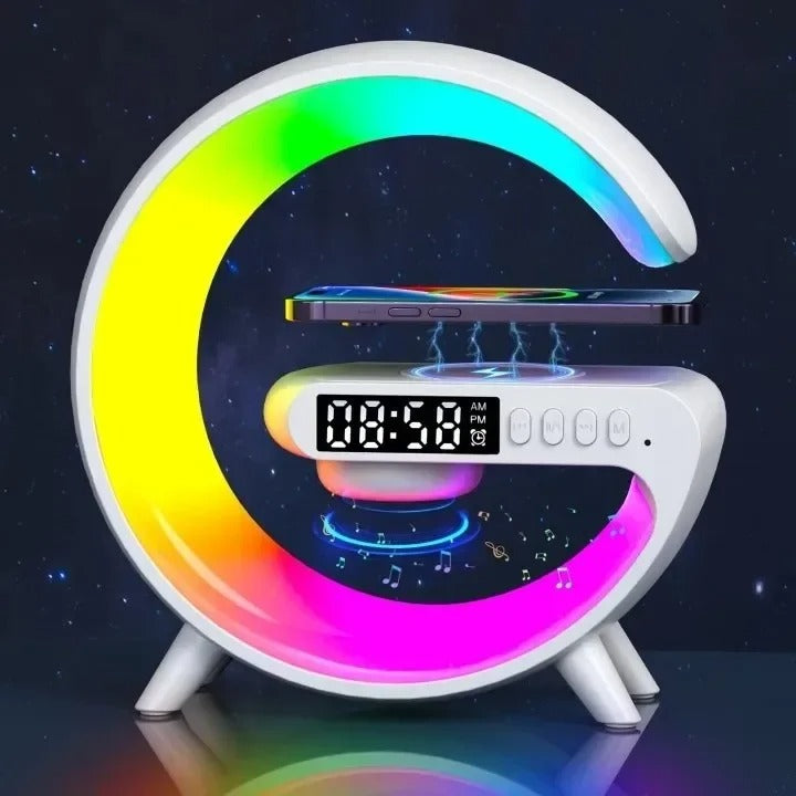Original Wireless Charger Alarm Clock Speaker RGB Light Multifunction Fast charging Stand Dock For iPhone Samsung Xiaomi Huawei