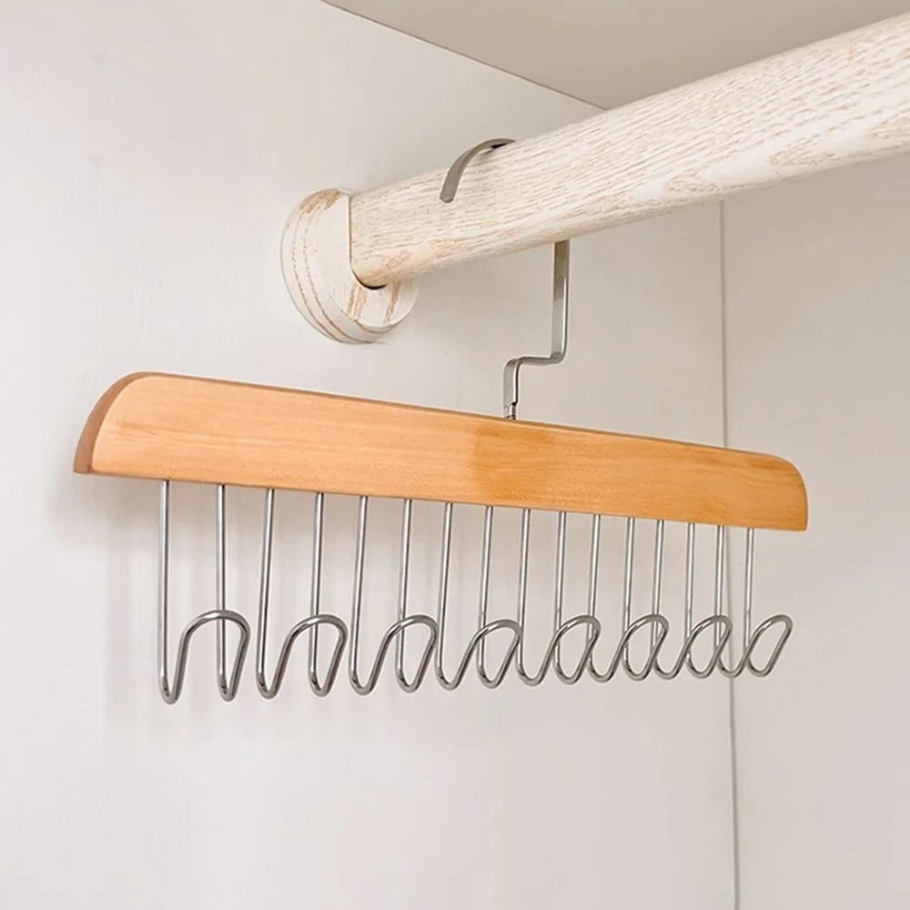 1/3/5PCS 8 Hooks Multi-function Wood Caps Belts Hanger High Quality Strong Wooden Storage Rack Tie Hanging No Trace Drying Rack