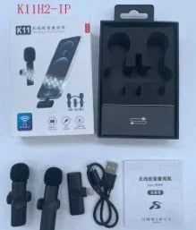 K11 Wireless Lavalier Microphone Professional for iPhone iPad Laptop Android Live Gaming Video Recording Interview Business