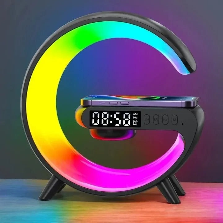 Original Wireless Charger Alarm Clock Speaker RGB Light Multifunction Fast charging Stand Dock For iPhone Samsung Xiaomi Huawei