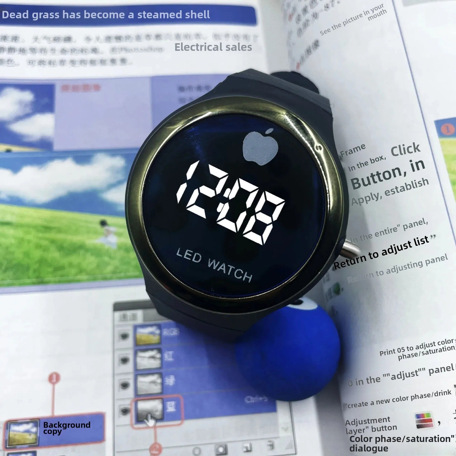 New LED Backlit Button Electronic Watch Outdoor Sports Fashion Electroplated Couple Youthful Wristwatch Night Glow Plastic Lens