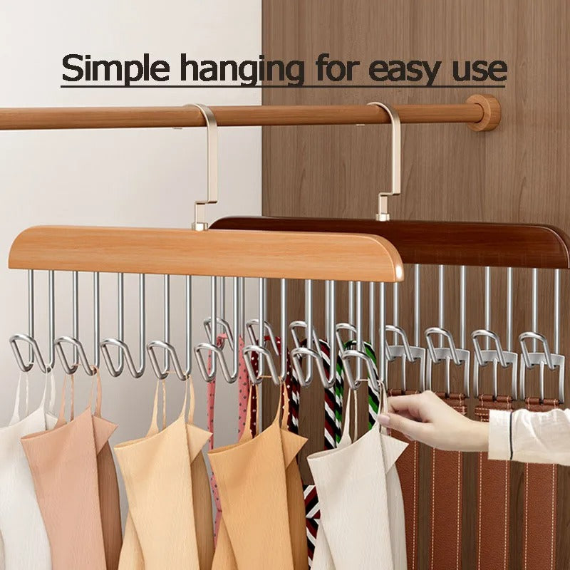 1/3/5PCS 8 Hooks Multi-function Wood Caps Belts Hanger High Quality Strong Wooden Storage Rack Tie Hanging No Trace Drying Rack