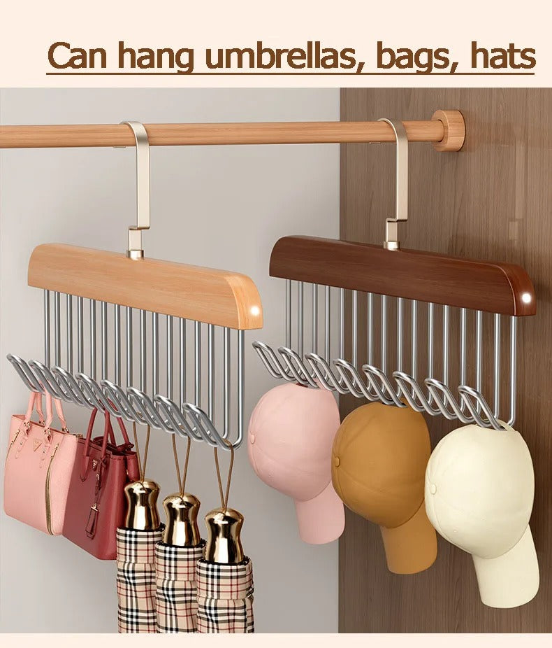 1/3/5PCS 8 Hooks Multi-function Wood Caps Belts Hanger High Quality Strong Wooden Storage Rack Tie Hanging No Trace Drying Rack